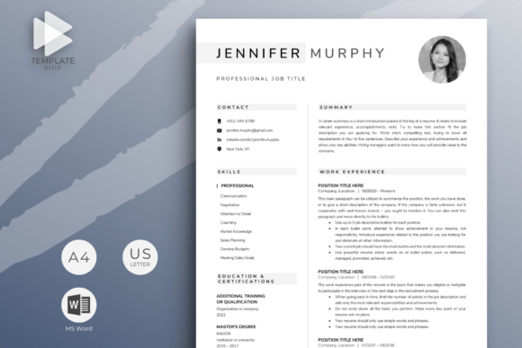 Download Resume Template with Photo for MS Word - Resume template Collection